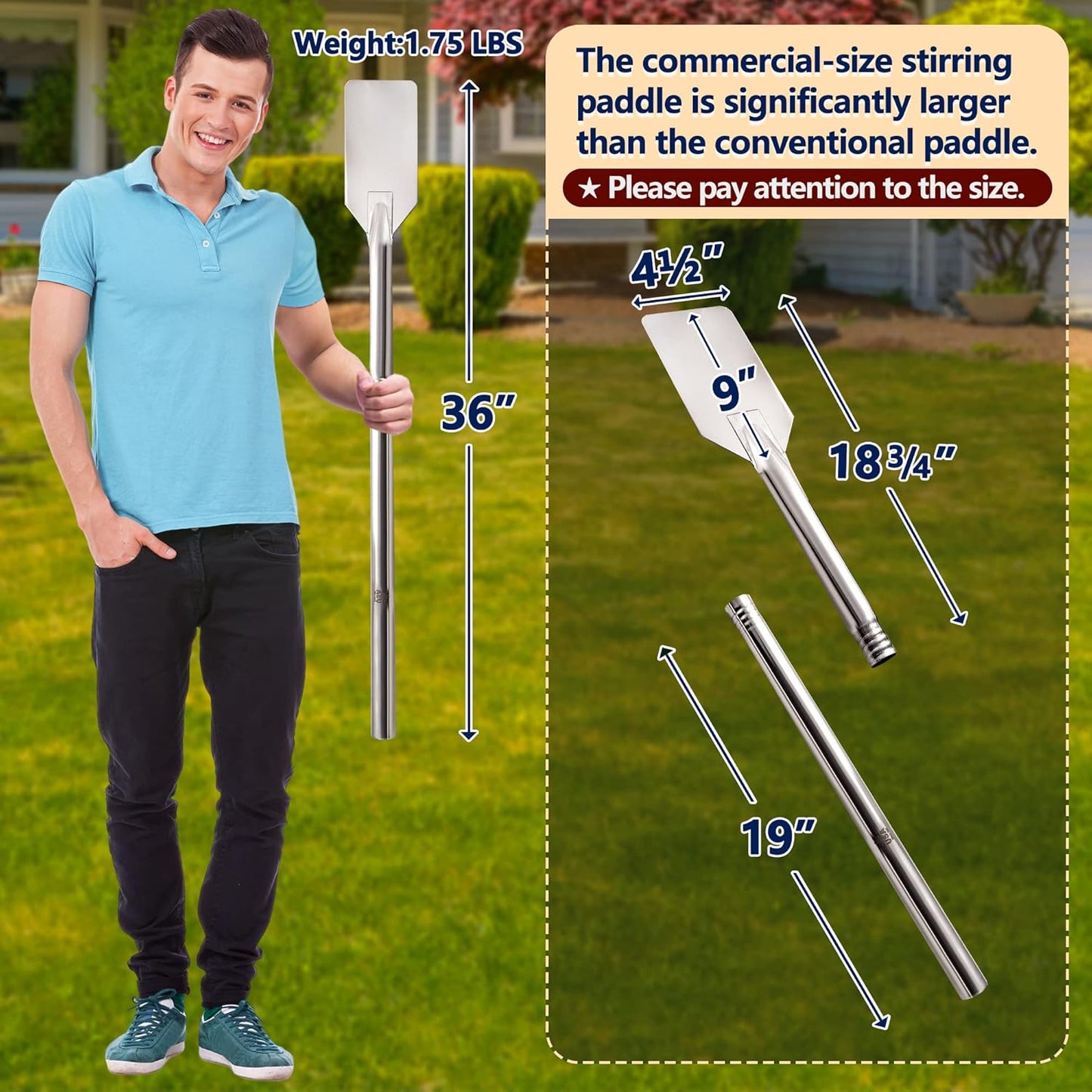 ARC 52quart Large Stainless Steel Stockpot with 36 inch Mixing Paddle for Seafood Boiler Crawfish Pot with Basket and Steam Rack, Stir Paddle for Large Batch Cooking Crab Lobster Shrimp, and Tamales