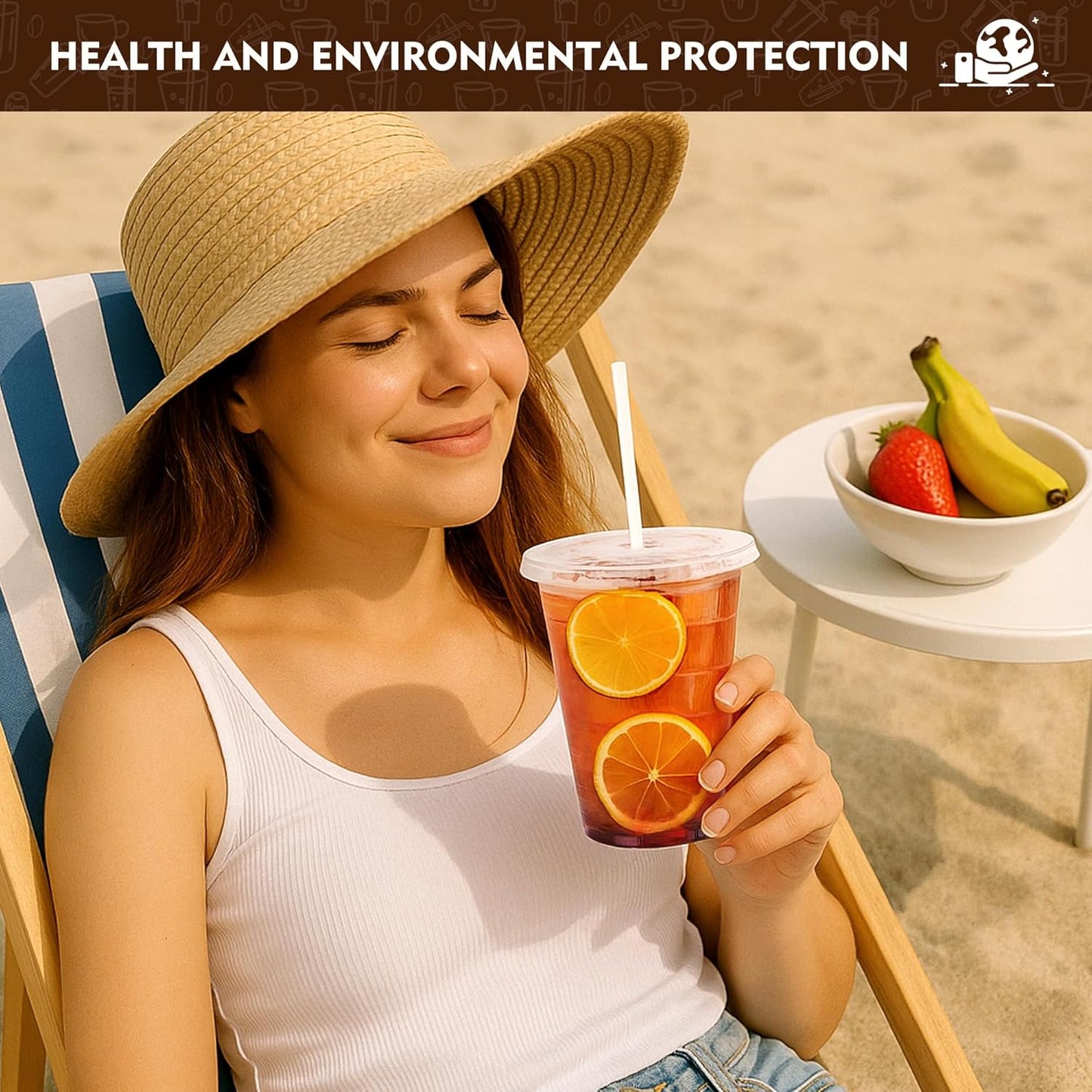 YEEHAW 16 oz 100 Pack Disposable Iced Coffee Cups with Lids, Clear Plastic Cups with Lids, Cold Crystal Drink Cup for Party