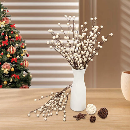 NBGV Winter Decorations 12Pcs Artificial Berry Stems White Berry Picks for Christmas Holiday Flower Arrangements Home Centerpieces DIY Ornaments