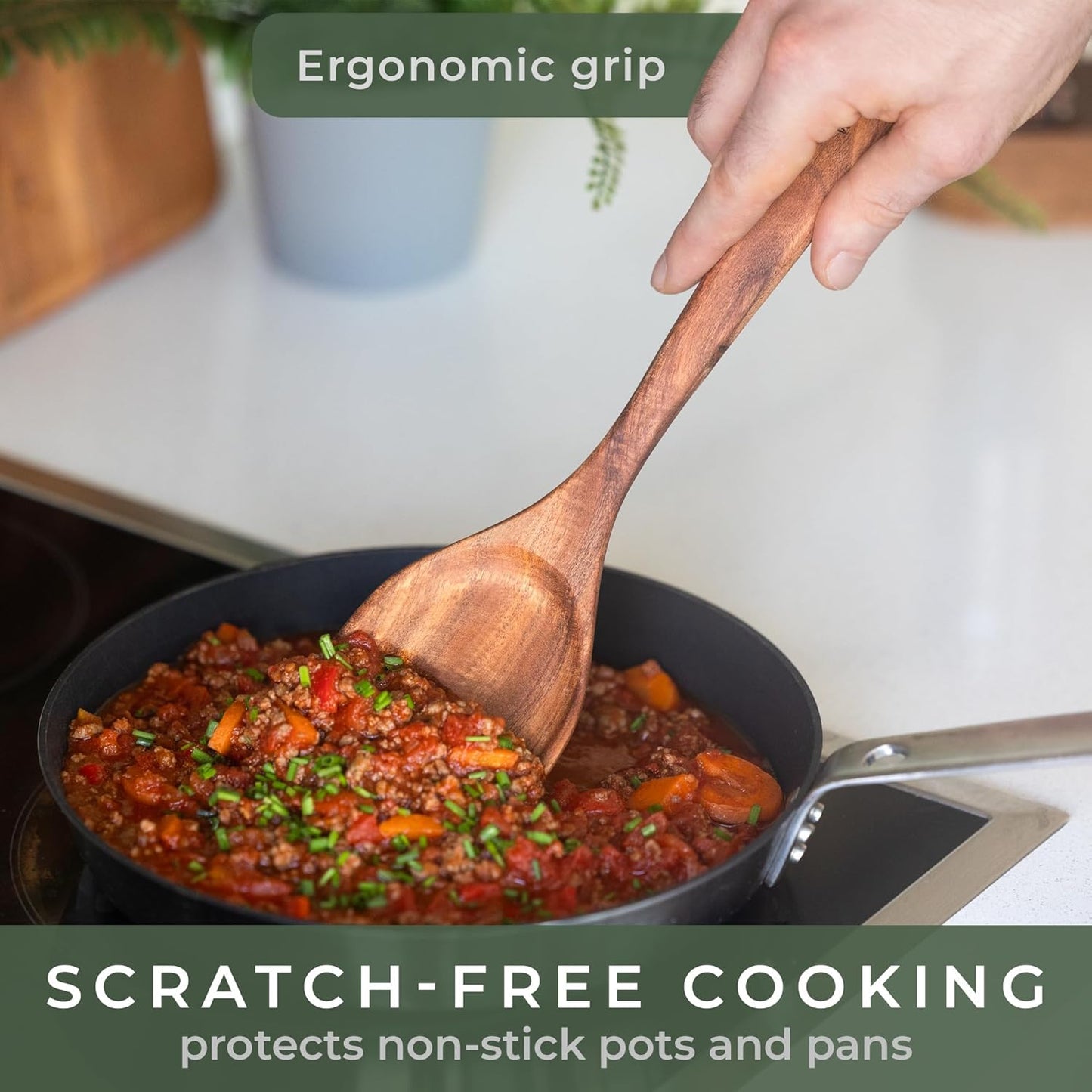 WALDWERK Wooden Spoons for Cooking – 9-Piece Kitchen Utensils Set with Spatula, Tongs, Whisk, Wooden Spoons & Pasta Server – Wooden Utensil Set – Utensil Sets - Cooking Utensils - Non Toxic