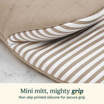 Cuisinart Mini Oven Mitts – 5.5” x 8” Heat-Resistant Kitchen Mitts for Oven with Non-Slip Printed Silicone, Cotton Filling, and Faux Leather Loop – Durable Oven Mitt Set for Cooking & Baking (Horizon)