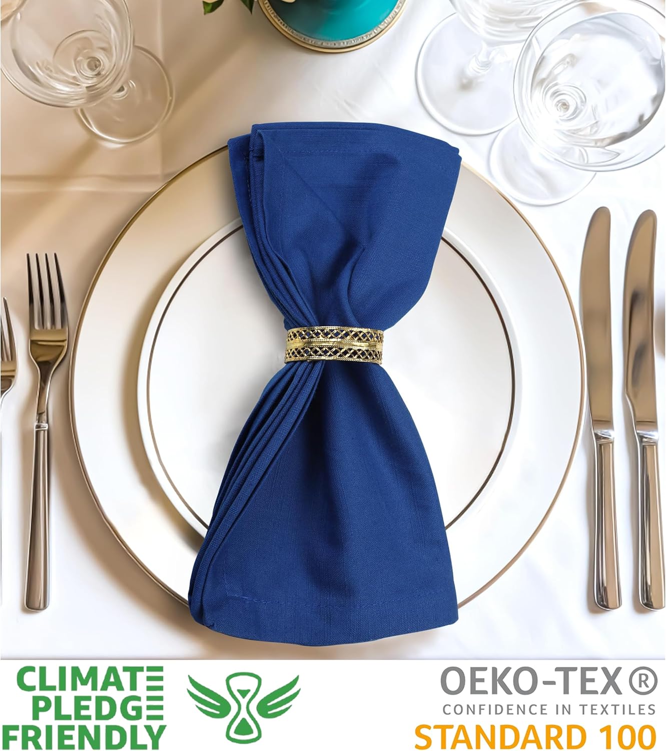 Urban Villa Cloth Napkins Set of 12 20x20 Inches 100% Cotton Napkins Cloth Washable Soft Durable Reusable Absorbent Table Dinner Napkins Cloth for Hotel Lunch Restaurant Weddings Parties-Royal Blue