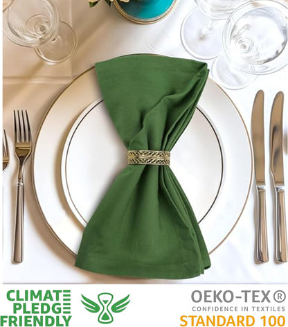 Urban Villa Cloth Napkins Set of 12 20x20 Inches 100% Cotton Napkins Cloth Washable Durable Reusable Absorbent Table Dinner Napkins Cloth for Christmas Parties Hotel Lunch Restaurant Weddings - Green