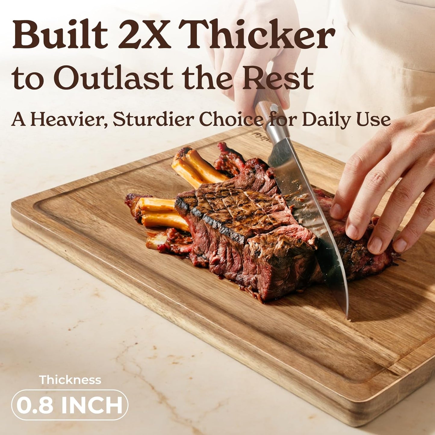 SMIRLY Wood Cutting Board, Bamboo Cutting Board Set, Chopping Board and Wooden Cutting Boards for Kitchen, Small Wood Cutting Board and butcher block (Acacia Wood, 3 Pack)