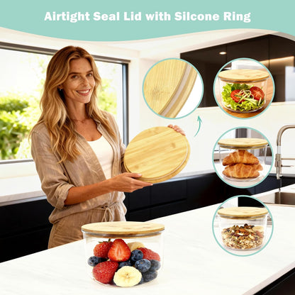 Trifle Bowl Set with Lids, 97oz & 135oz Glass Serving Bowls, BPA-Free Borosilicate Salad & Fruit Bowls, Airtight Food Storage Containers, Ideal for Layered Desserts & Holiday Parties