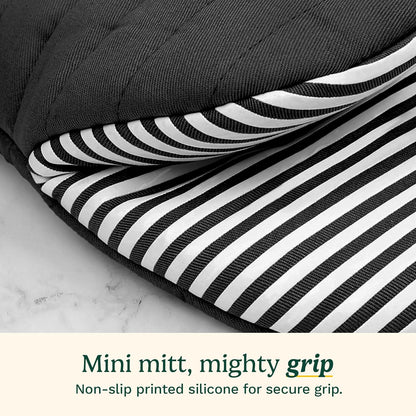 Cuisinart Mini Oven Mitts – 5.5” x 8” Heat-Resistant Kitchen Mitts for Oven with Non-Slip Printed Silicone, Cotton Filling, and Faux Leather Loop – Durable Oven Mitt Set for Cooking & Baking (Horizon)