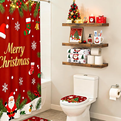 BAYKA Floating Shelves Bathroom for Wall – Shelf Over Toilet Farmhouse Rustic Wood for Bedroom, Kitchen, or Living Room Decor Organization, Christmas Decor Shelves – Rustic Brown, Set of 3