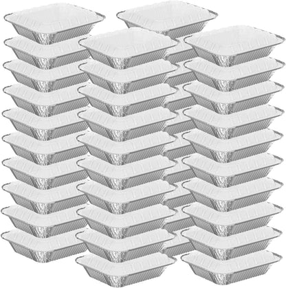 WANBAO 150 PACK 8.3"x6.2" Disposable Tin Foil Pans with Plastic Lids 2.25LB Aluminum Foil Food Containers for Cooking, Baking, Catering Party Meal Prep, Take Out, Freeze, Food Storage