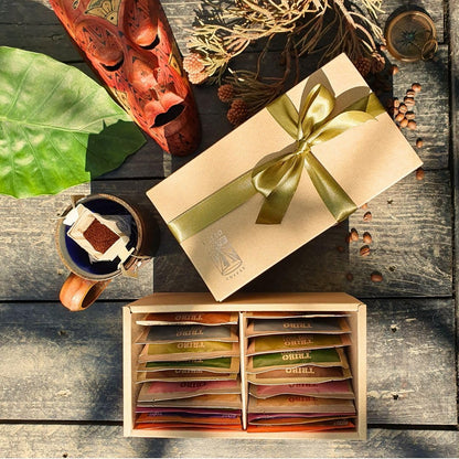 TRIBO COFFEE Single-Serve Portable Pour Over Drip Coffee - Discovery 3 Variety Gift Box | Includes 20 servings (2 of each type)