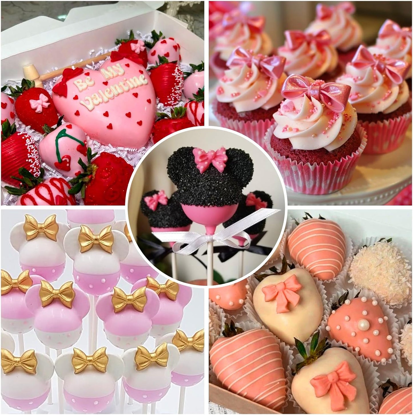 Bow Chocolate Silicone Molds, 2 Pack 48 Cavities Mini Bows Sugar Candy Molds Bowknot Cake Pop Mold DIY Cupcake Toppers Cake Decorating for Birthday Wedding Party