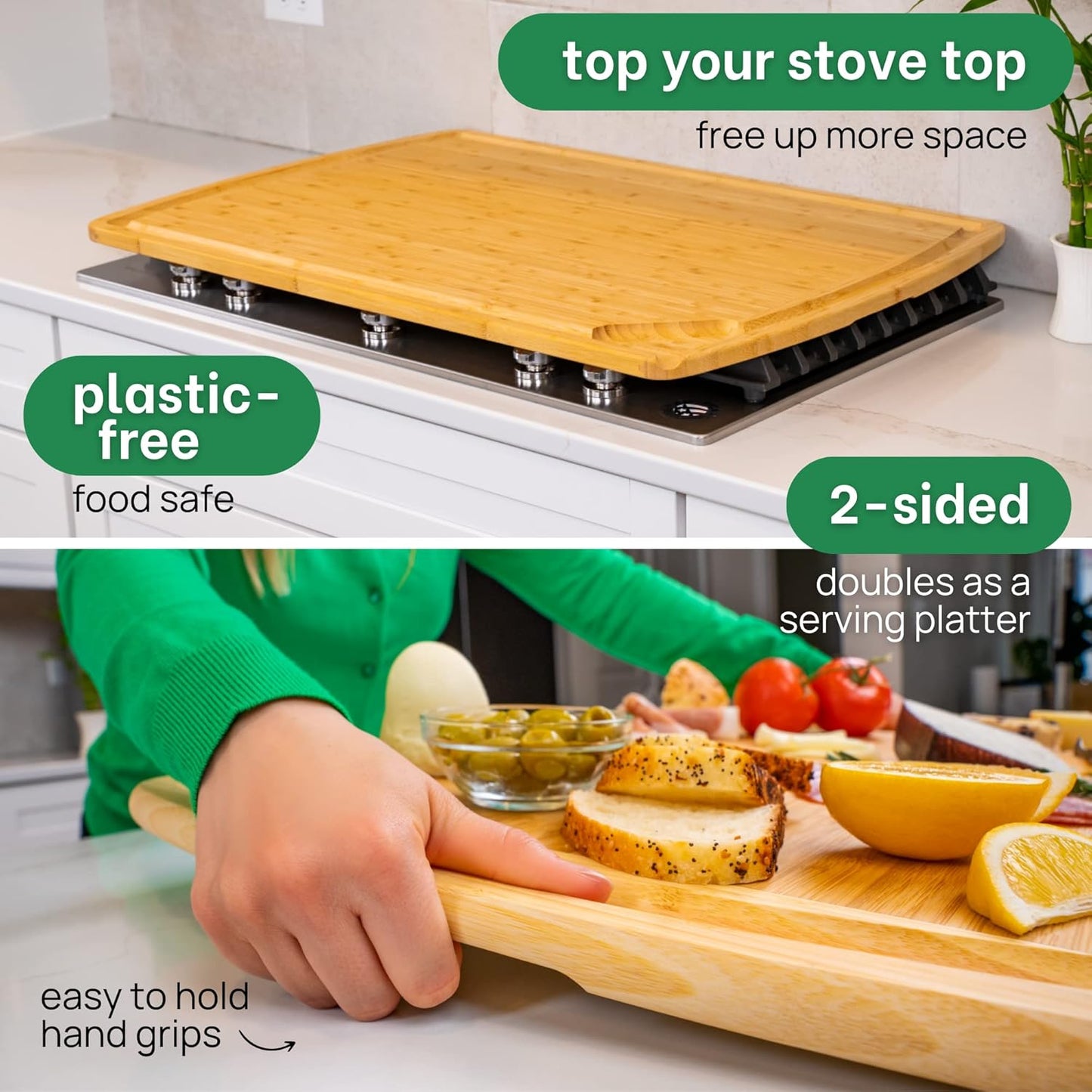 4XL Bamboo Butcher Block Cutting Board - Extra Large Cutting Boards for Kitchen 36 x 24 - Wood Countertop 24 x 36 Cutting Board - Single Tone