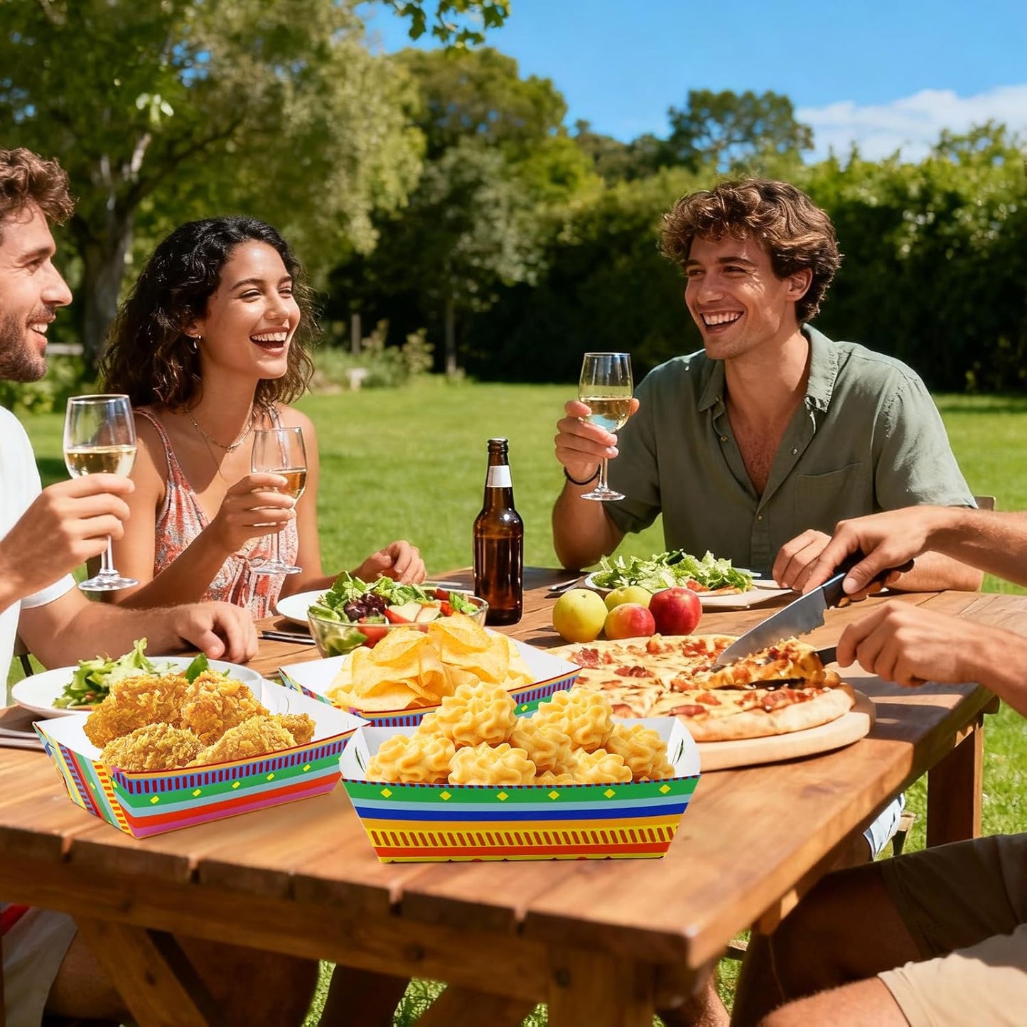 50 Pcs Paper Food Trays,Mexican Taco Nights Food Trays,Disposable Nacho Tray,Disposable Serving Boats,Assembled Tray Nacho Snack Holder for Cinco De Mayo Mexican Birthday Party Supplies