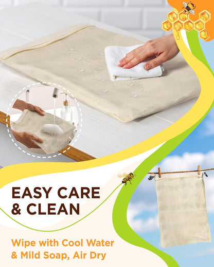 Beeswax Bread Bags for Homemade Sourdough, Sourdough Bread Bag with Zipper, 2 Pack Cotton Large Airtight Food Storage Bags to Keep Fresh