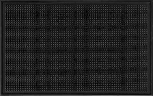Black Rubber Bar Mat Set of 1 (18x12 Inches) | Drying, Durable, and Stylish Spill Mats for Bars, Restaurants, Coffee Shops, Bar Mats for Countertop and Table Top, Non-Slip & Non-Toxic Mats