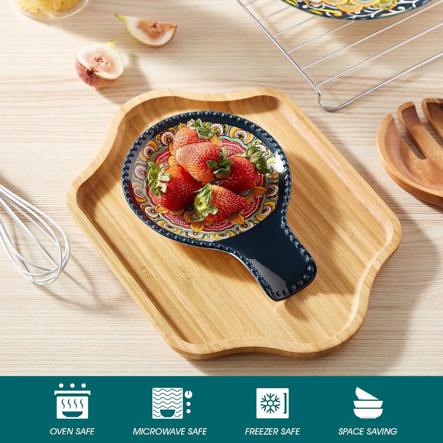 vancasso Ceramic Spoon Rest for Stove Top, 7.7 Inch Cooking Spoon Holder for Kitchen Counter Decor, Spoon Holder for Coffee Spoon Rest, Spoon Cradle, Spatula, Spoons or Tongs, Decorations, Blue