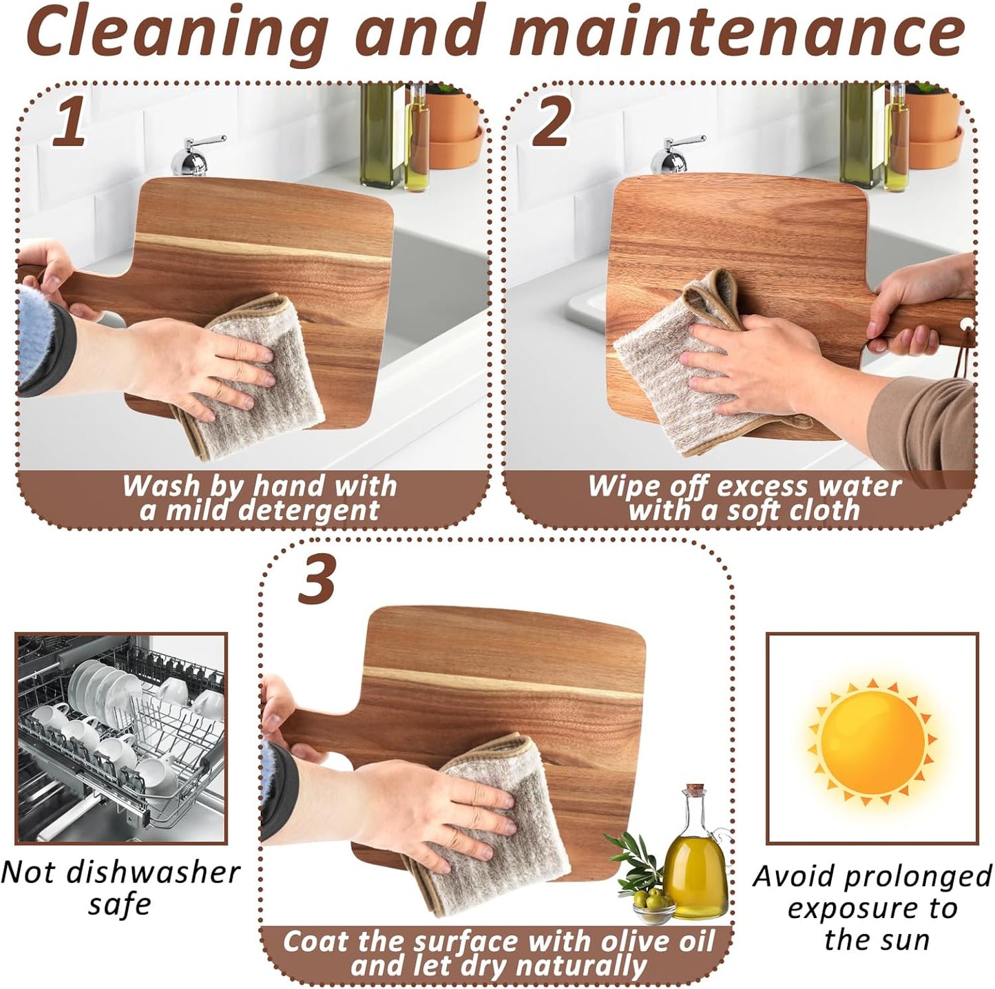 3 PCS Acacia Wood Cutting Board with Handle Wooden Large Paddle Carving Chopping Charcuterie Board Set Butter Serving Tray for Cheese Meat Fruit Pizza Bread Baking