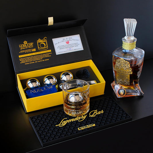 NOBLESIP® Whiskey Bourbon Chilling Balls 𝗣𝗥𝗘𝗠𝗜𝗨𝗠 set of 4 innovative steel ice. Easy chill your fine spirits, cocktails, wine, or beer, with no dilution, no impurities. A great ChristmasGift