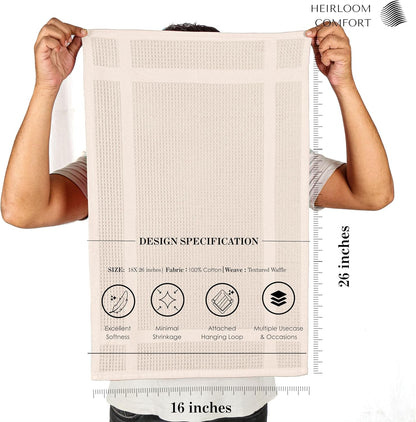 12 Pack Multi Color Waffle Weave Kitchen Towels, 16x26 Inch, 100% Cotton, Super Absorbent, Quick Dry, Hand Towels for Drying Dishes, Cleaning, Durable - Sky Blue, Ivory, Indigo Blue