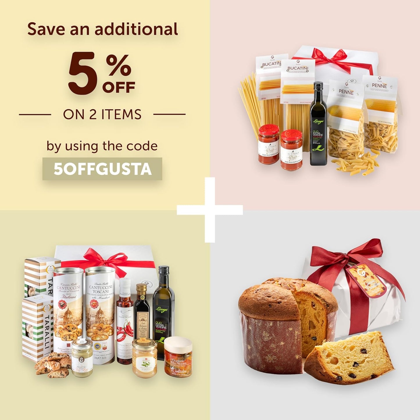 Gusta Italian Gift Basket in Deluxe Packaging - Made in Italy - Holiday Gift for Birthdays, Families, Clients, Parties, Housewarming, Client Thank You & Sympathy Gift Baskets