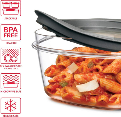 Rubbermaid 28-Piece Clear/Grey Food Storage Containers, Premium Snap Bases, and Various Size Lids, Perfect for Meal Prep, Leftovers, and Dishwasher Safe