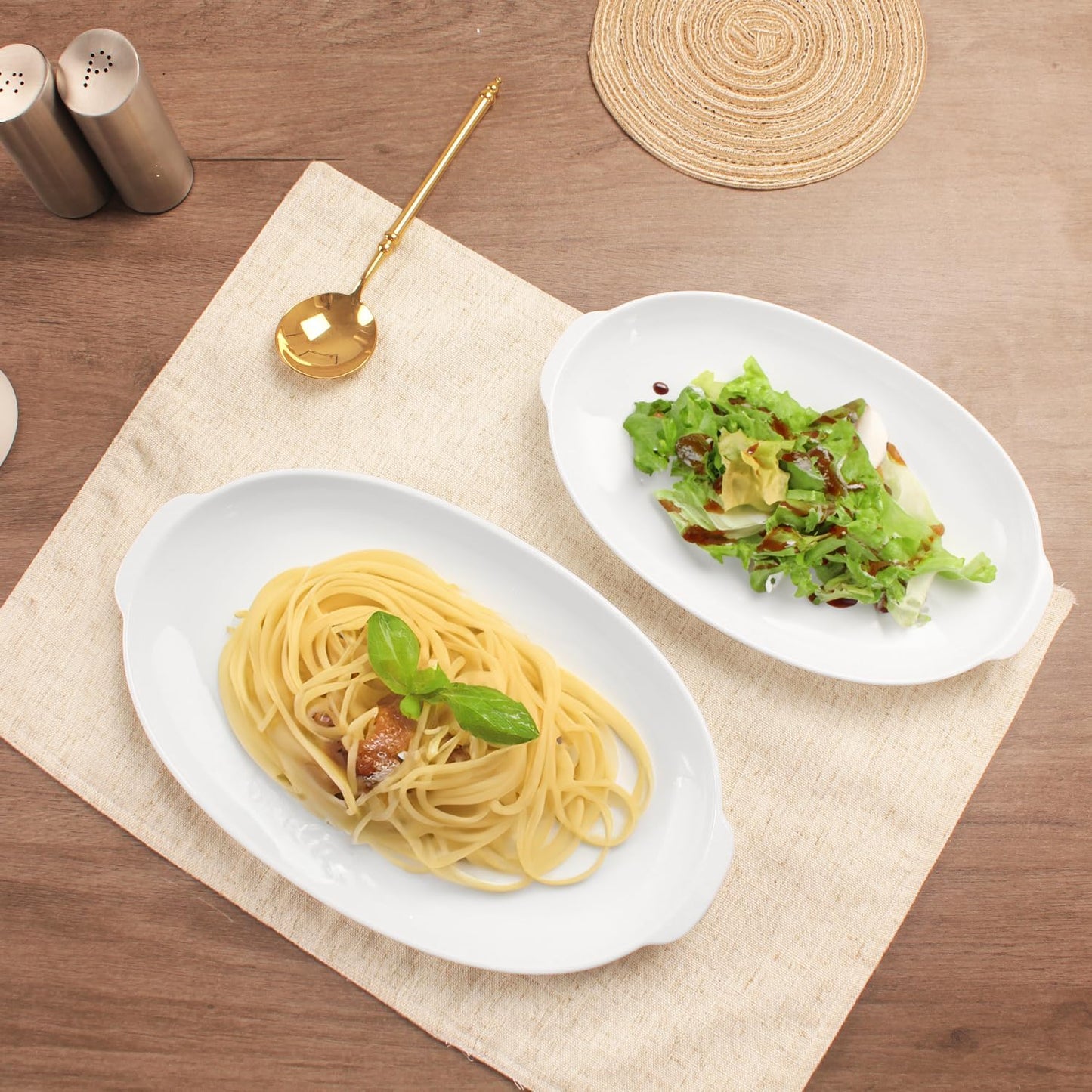 11 x 7 Inch Oval Au Gratin Baking Dishes, Set of 2, Porcelain Baking pan Oven Safe, Roasting Lasagna Pans, for Casserole Dish, Pie Plate, Baking, scalloped, potatoes, shepherds pie