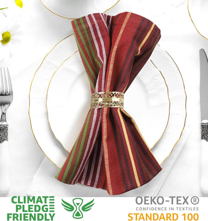 Urban Villa Cloth Napkins Set of 12 20x20 Inches 100% Cotton Napkins Cloth Washable Durable Reusable Absorbent Table Dinner Napkins Cloth for Thanksgiving Hotel Lunch Restaurant Parties –Stripes Print