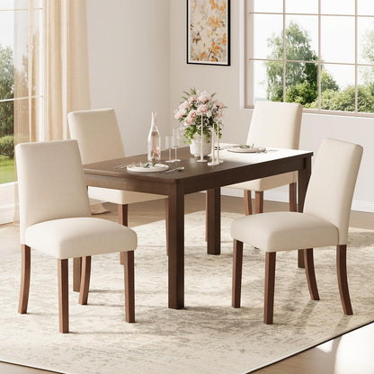 Dining Chairs Set of 4, Modern Dining Room Chair, Upholstered Kitchen Farmhouse Chair for Restaurant & Cafe- Beige