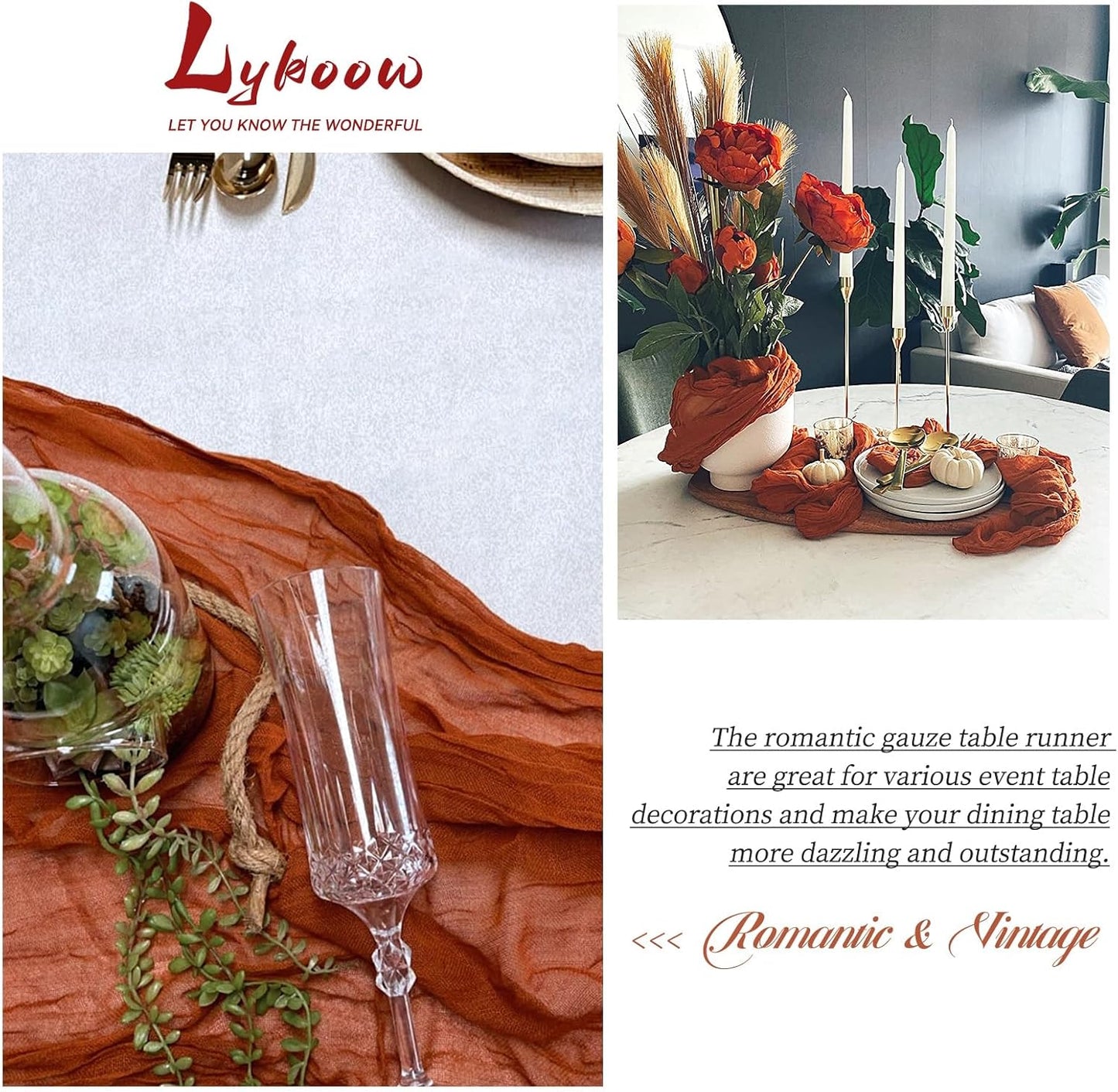 15 Packs Terracotta Cheesecloth Table Runner, 10 Ft Rustic Gauze Boho Wedding Table Runner Decoration, Wedding Table Decor Table Cloth for Wedding Party Bridal Shower Table,21.5x120in