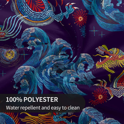 Chinoiserie Tablecloth Round, Traditional Zodiac Dragon Vintage Asian Style Oriental Luxury Water Resisitant Table Cover for Dining Kitchen Living Room Home Party Holiday Decor 36 inch Round