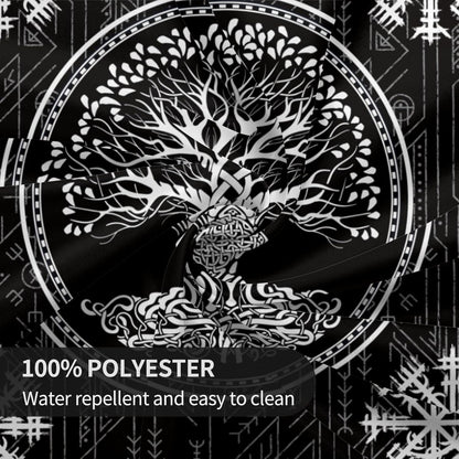 Norse Viking Tablecloth, Nordic Mythology Tree of Life Crow Ancient Mythical Viking Raven Print Water Resisitant Table Cover for Dining Kitchen Living Room Home Party Holiday Decor 60 inch Round