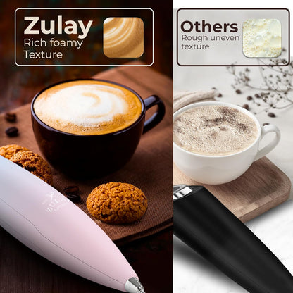 Zulay Kitchen Patented Tornado Triple Whisk Milk Frother with 4 Duracell Batteries – Handheld Foam Maker for Coffee, Lattes, Matcha & Hot Chocolate – Rich, Creamy Froth in Seconds
