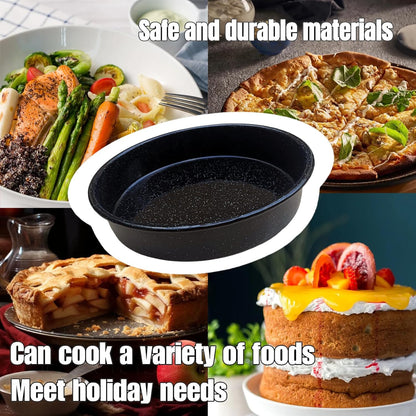 3-Pack Enamel Roasting Pan Set Round Deep Baking Pans Oven Trays10"/12"/14" Cake Pans High Performance Non-Toxic Pizza Pan Cookie Baking Sheets Oven Trays For Cooking Merry Christmas Gift for Mom