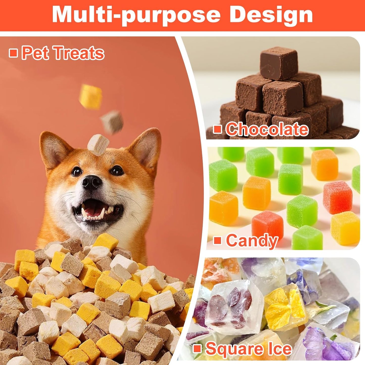 Square Chocolate Mold, Mini Silicone Candy Molds, SIQINZONGWA 100 Cavities Square Gummy Silicone Molds Bite Size for Chocolate, Candy, Gummy, Caramels, Jelly, Ice Cubes, Pet Treats