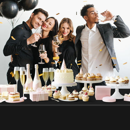 4 Pieces Classic White Series Rectangle Tablecloth, 54x72" Solid Color Waterproof & Spillproof Disposable Plastic Table Cover, Durable Party Tablecloth for Dining, Buffet, Picnic, Outdoor Events