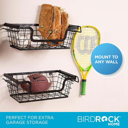 BIRDROCK HOME Wire Baskets - Set of 2 Stackable Hanging Bins - Wall Mount Shelf - Potato Onion Storage - Kitchen Pantry Organizer - Fruit Vegetable Snack Tier - Counter Cabinet Storage - Metal Baskets