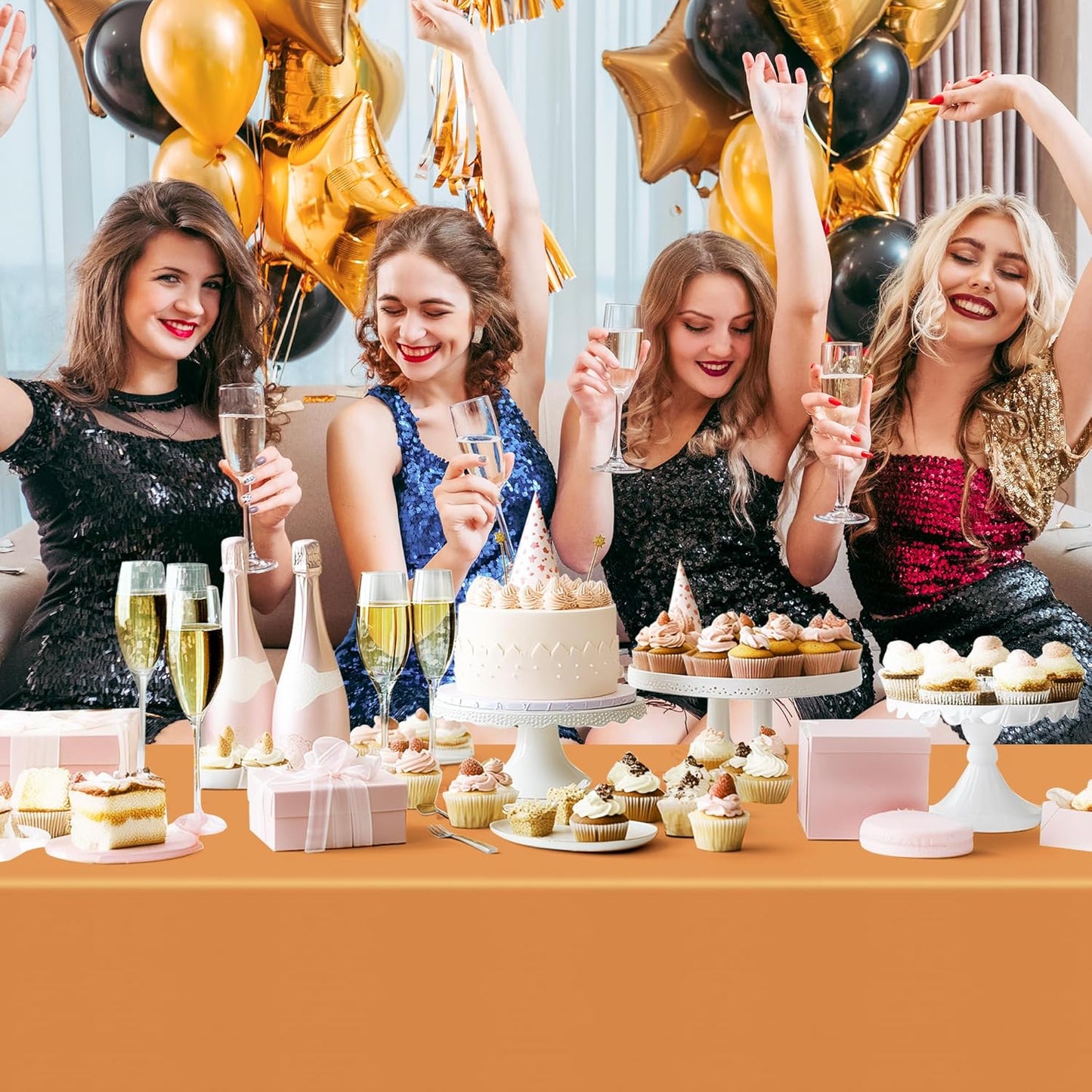 12 Pieces Pink & Orange Series Rectangle Tablecloth, 54x72" Solid Color Waterproof & Spillproof Disposable Plastic Table Cover, Durable Party Tablecloth for Dining, Buffet, Picnic, Outdoor Events