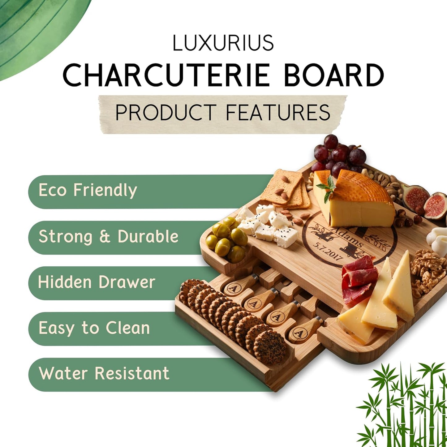Personalized Charcuterie Boards Gift Set, Custom Engraved Cheese Board, Christmas Gifts for Mom Wedding Gifts for Couples, Bridal Shower, Birthday, Housewarming New Home Gifts for Family or Women