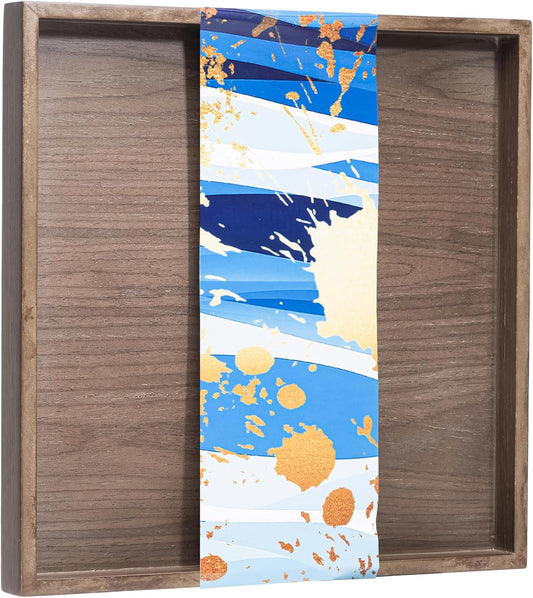 Wooden Square Serving Tray Home Decor,Black Walnut Wood Ottoman Tray for Living Room,Classic Wood Decorative Storage Coffee Trays,Storage and Display of Bread Food Fruit