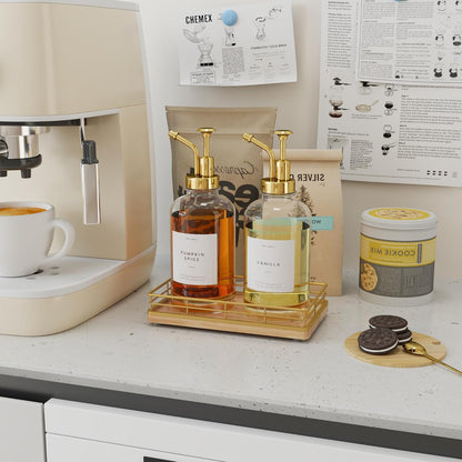 Wooden Decorative Tray, Oak 7.5" L Coffee Table Tray for Kitchen Countertop Soap Sponge Holder for Dresser Perfume Jewelry Candle Nightstand Table Centerpieces for Dining Room Decor Natural