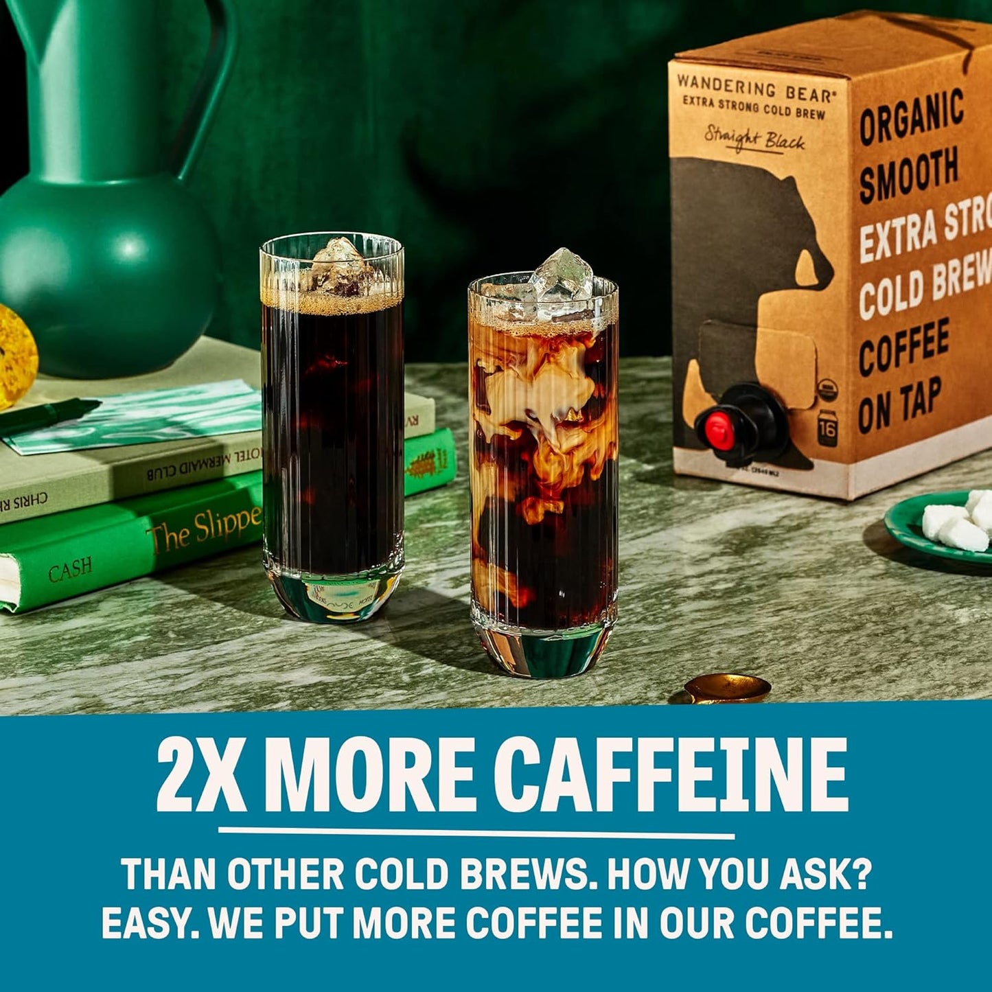 Wandering Bear Organic Vanilla Coffee Cold Brew On Tap, Iced Coffee Drink -Extra Strong, Smooth, No Sugar Added, Shelf-Stable, Ready to Drink, Gluten Free & Vegan Decaf -16 Servings of 6fl.oz -96fl.oz