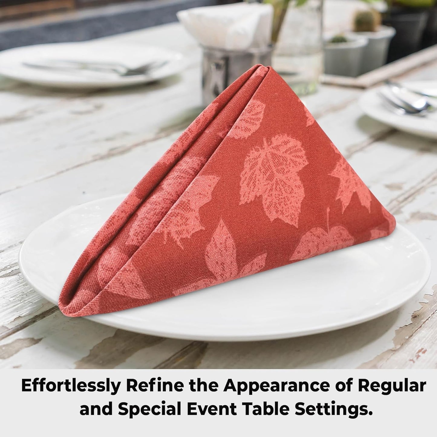 Urban Villa Cloth Napkins Set of 12 20x20 Inches 100% Cotton Napkins Cloth Washable Durable Reusable Absorbent Table Dinner Napkins Cloth for Thanksgiving Hotel Lunch Restaurant Parties – Brown Leaves