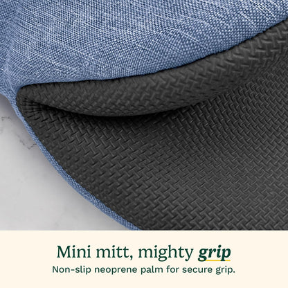 Cuisinart Mini Oven Mitts – 5.5” x 7” Heat-Resistant Kitchen Mitts for Oven with Non-Slip Neoprene Palm, Cotton Filling, and Fabric Loop – Durable Oven Mitt Set for Cooking & Baking (Indigo)