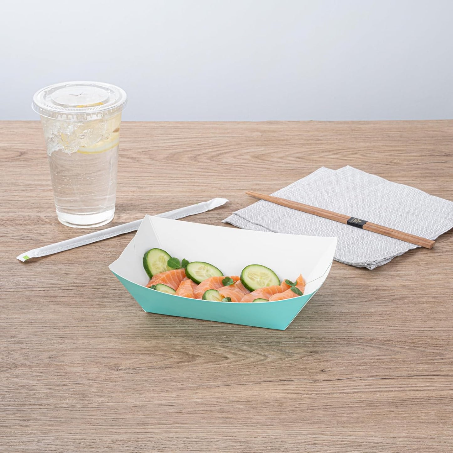 Bio Tek 1 Pound Food Boats, 200 Disposable Paper Food Trays - Heavy-Duty, Greaseproof, Turquoise Paper Food Boats, For Snacks, Appetizers, Or Treats, Use At Parties Or Carnivals - Restaurantware