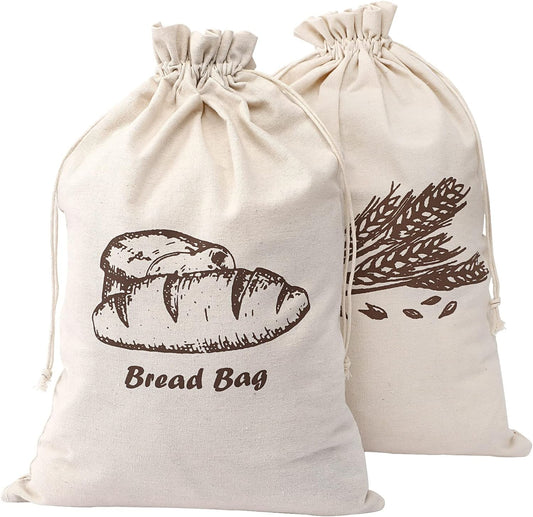 Augshy Bread Bag, 2 Pieces Linen Bread Bags for Homemade Bread Container, 17.5 ×11.5 Inches Unbleached & Reusable Bread Storage, Natural Large Storage for Artisan Bread
