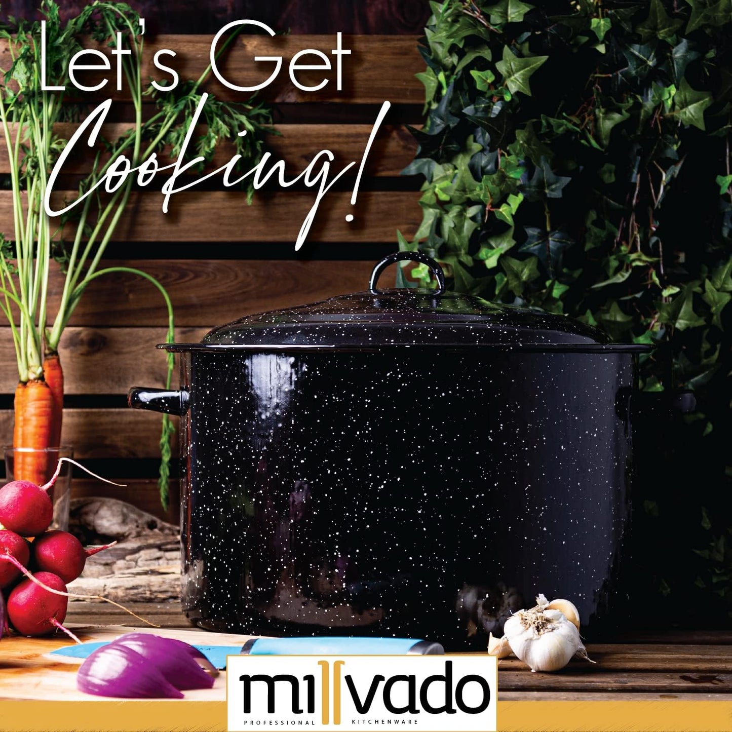 Granite 21 Qt Stockpot, Nonstick Soup Pot With Lid, Speckled Enamel Ware Cookware, Large Stock Pot For Boiling and Cooking, Big Granite Cooking Pot for Stovetop, Campfire, Outdoor Stove