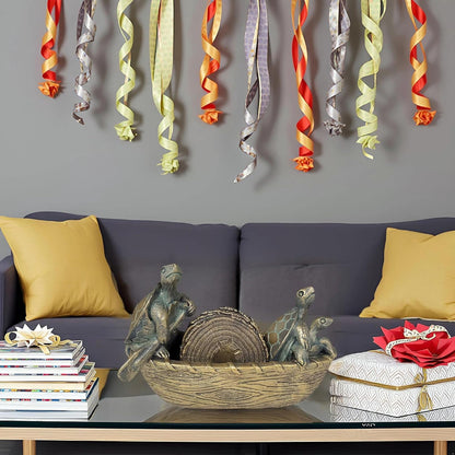 Turtle Coasters Set of 5 Rustic Coasters in Handmade Canoe Turtle Log Cabin Decor for The Home Drink Round Table Coffee Mug Wine Beer Bar Decorative Bronze