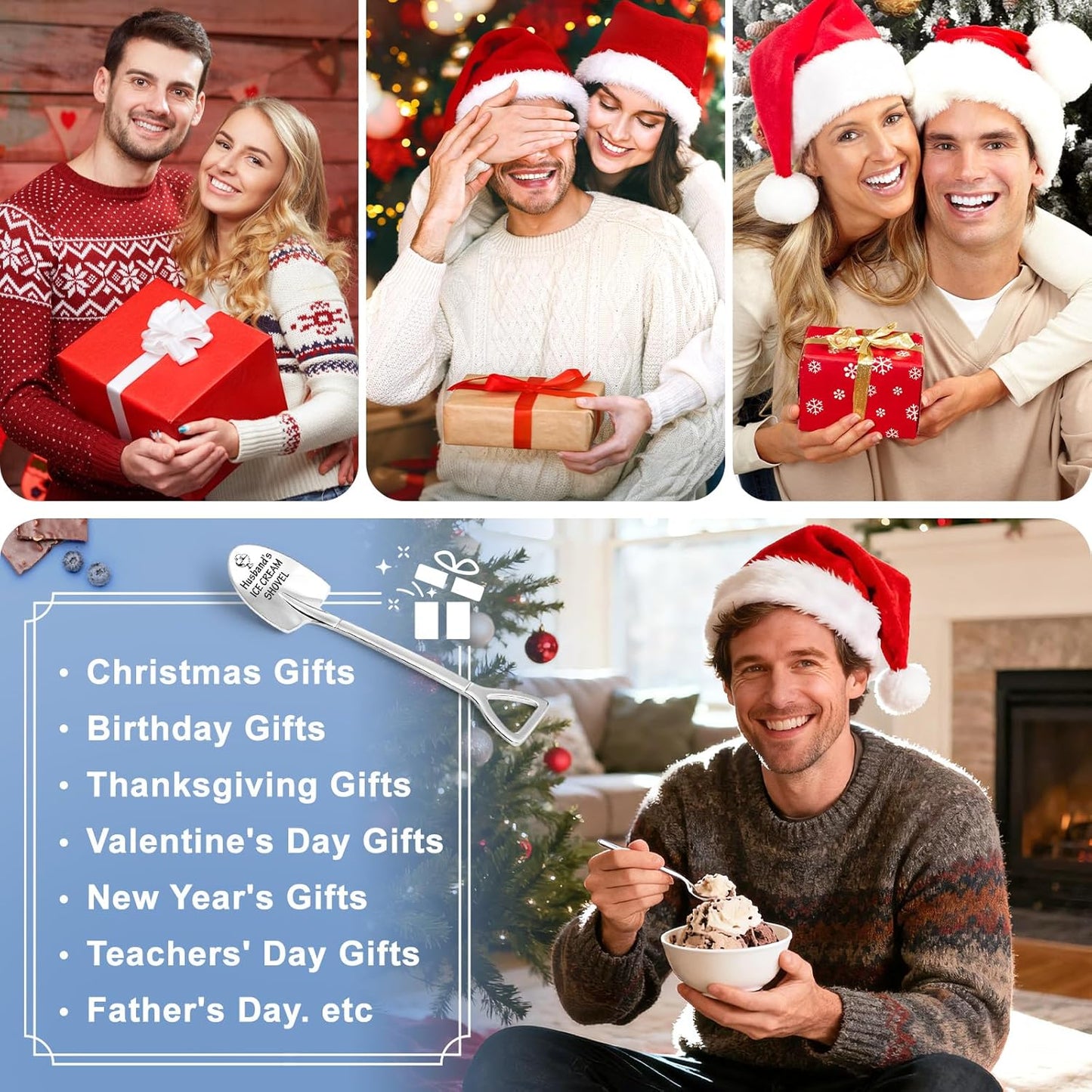 Christmas Unique Gifts for Husband from Daughter, Son, Wife - Funny Ice Cream Scoop Shovel Anniversary Birthday Gifts for Boyfriend - Christmas Stocking Stuffers for Husband