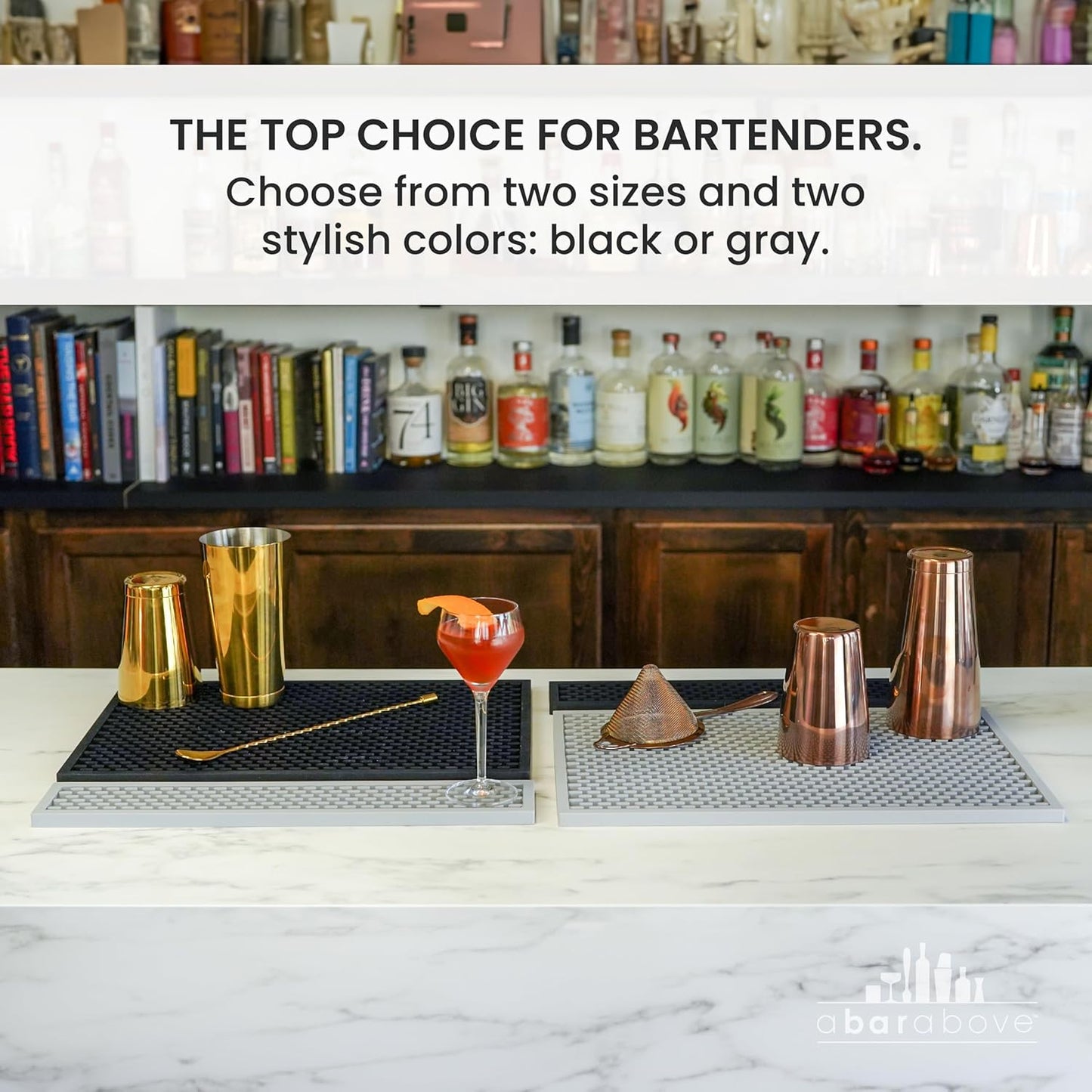 A Bar Above Heavy Duty Bar Mat, Food Safe Silicone Mat, Bar Mats for Countertop, Commercial Strength Bartender Accessories, Dish Drying Mat for Kitchen Counter, Barista Accessories, 12” x 18”
