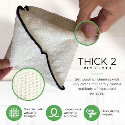 Whiffkitch Dishcloths Dishrags for Kitchen and Household Cleaning 9x9 6-Pack Non-Scratch 2-Ply Weave, Bamboo-Rayon Fabric, Absorbent, Washable, Long-Lasting