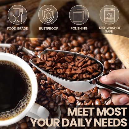 18oz Stainless Steel Ice Scoop for Freezer – Dishwasher Safe Metal Scooper with Long Handle for Ice Machines, Buckets, Dog Food, Flour, and Canisters – Ideal for Bar, Parties & Weddings